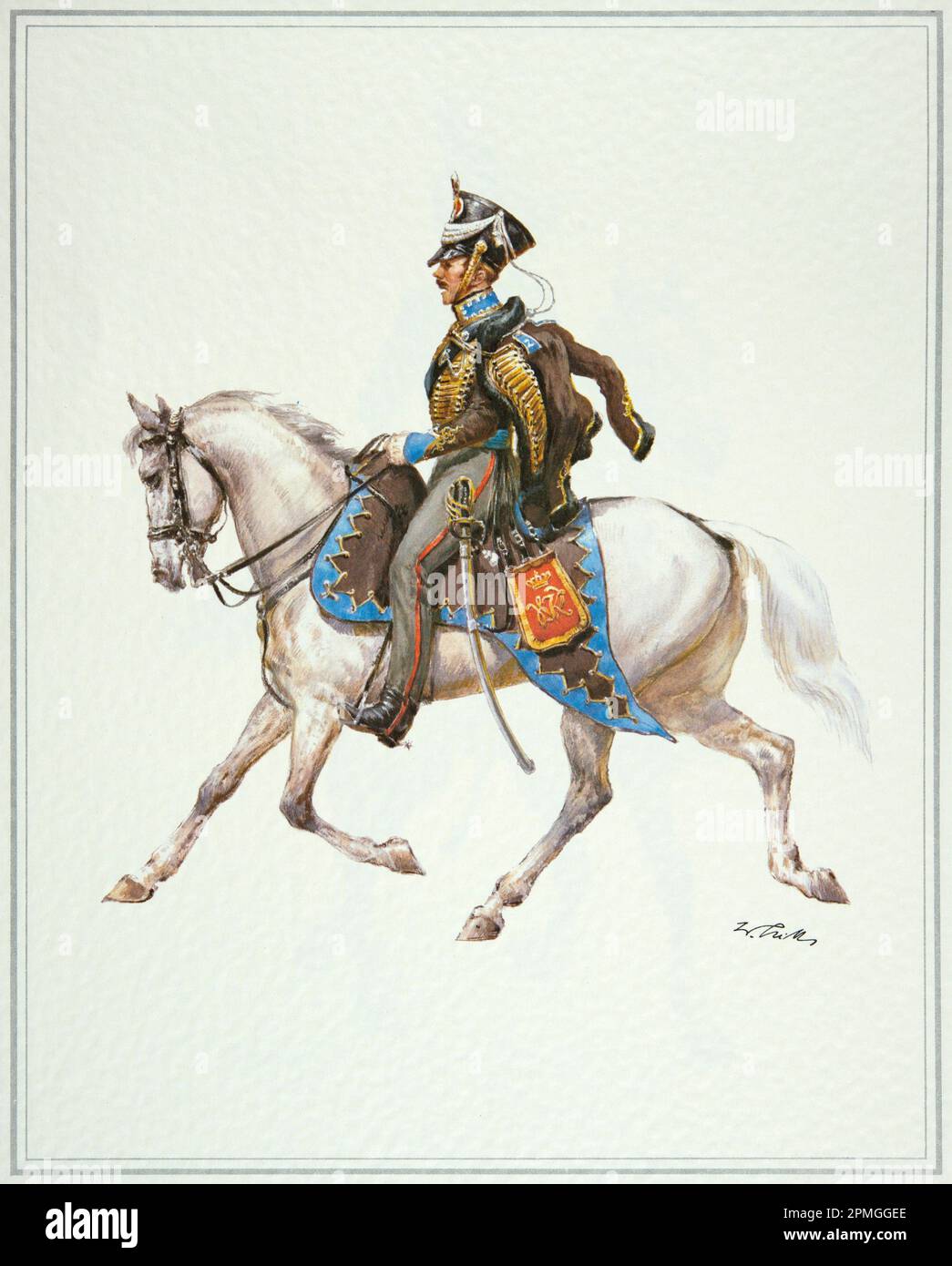 Hussar of the Landgraviate Hussar Regiment of Hesse-Cassel around 1821 Stock Photo