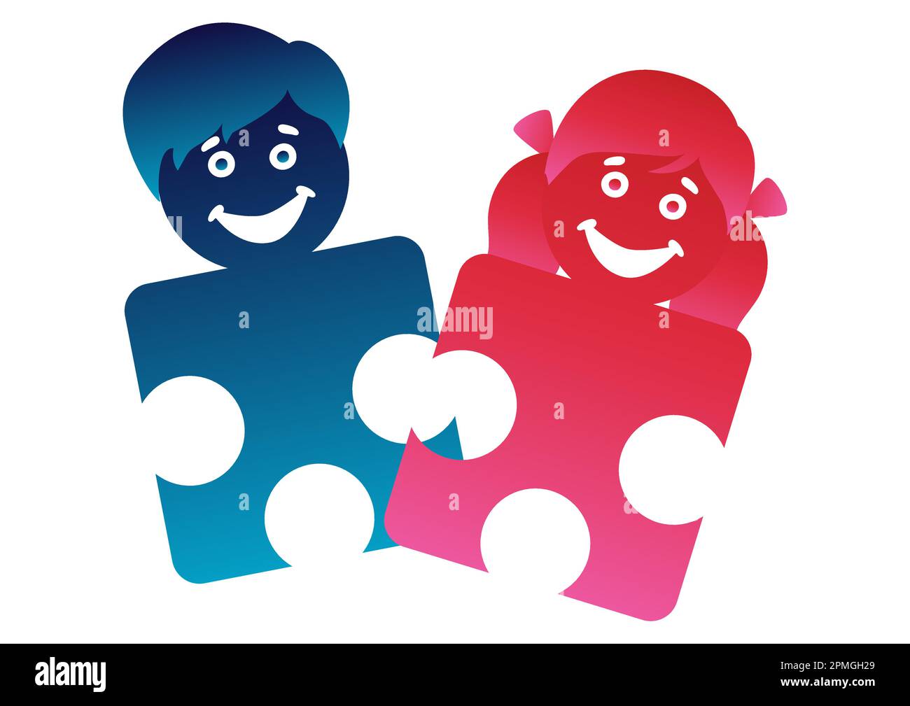 Kids logo. Jigsaw puzzle pieces for kids isolated on white background