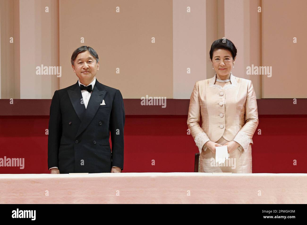 Tokyo, Japan, April 13, 2023. Japanese Emperor Naruhito and Empress