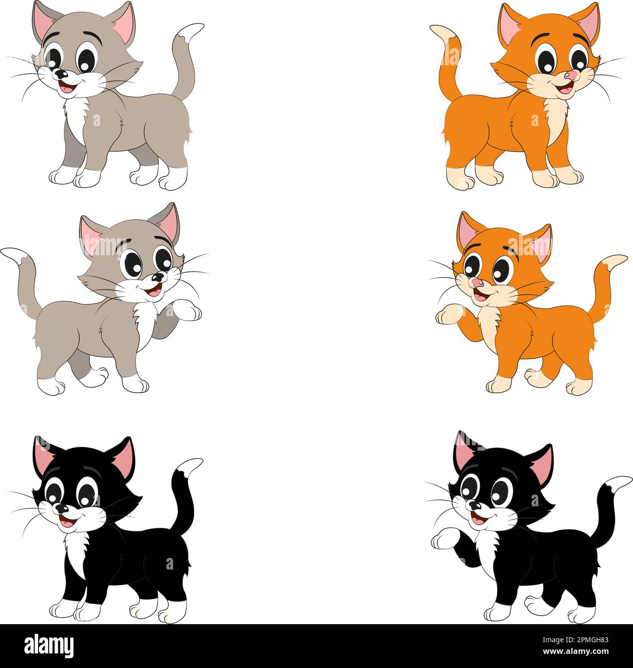 Illustration of four different color cats Stock Vector