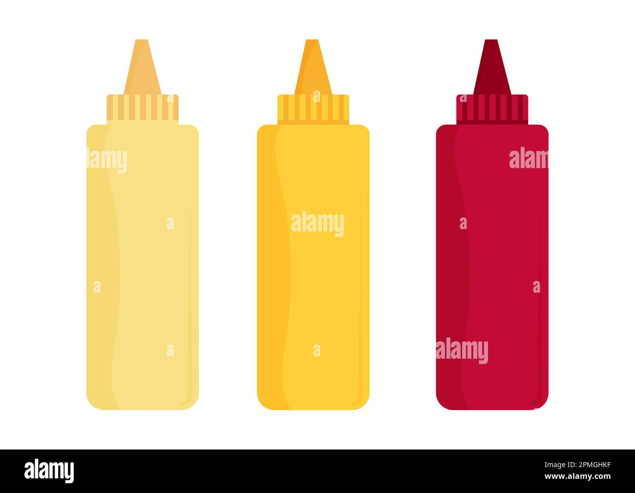 Ketchup, mayonnaise and mustard squeeze bottle vector illustration