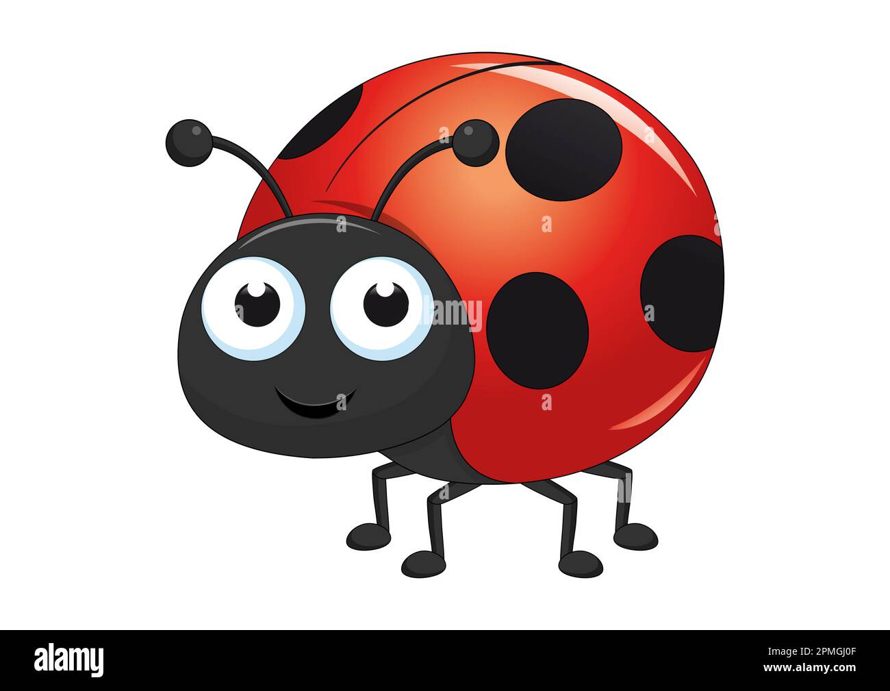 Ladybug character vector illustration. Cartoon ladybug isolated on white background Stock Vector
