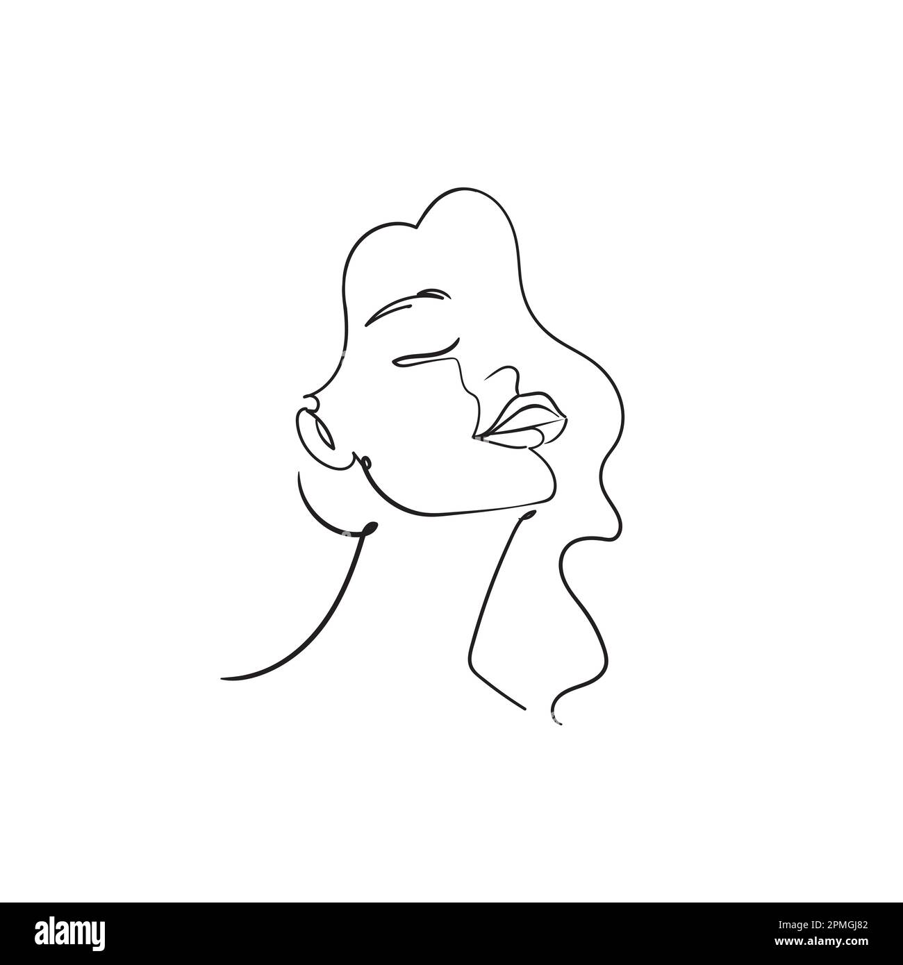 Abstract Woman face,silhouette in minimalistic style.The black
