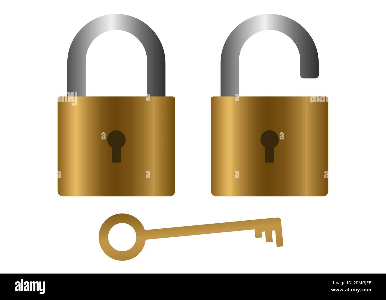 Locked and Unlocked Padlock with key isolated on white background Stock Vector Image & Art Alamy