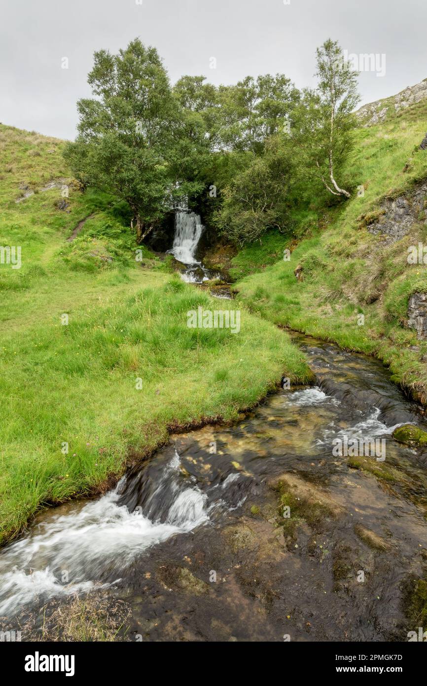 Waterfall and stream in North West Highlands, Scotland, UK Stock Photo