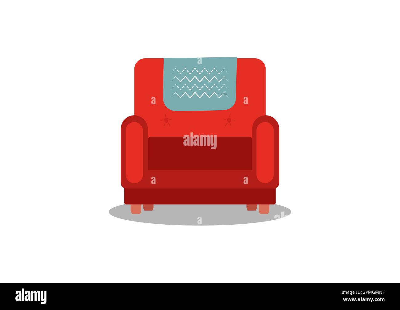 Red armchair in retro style vector illustration Stock Vector