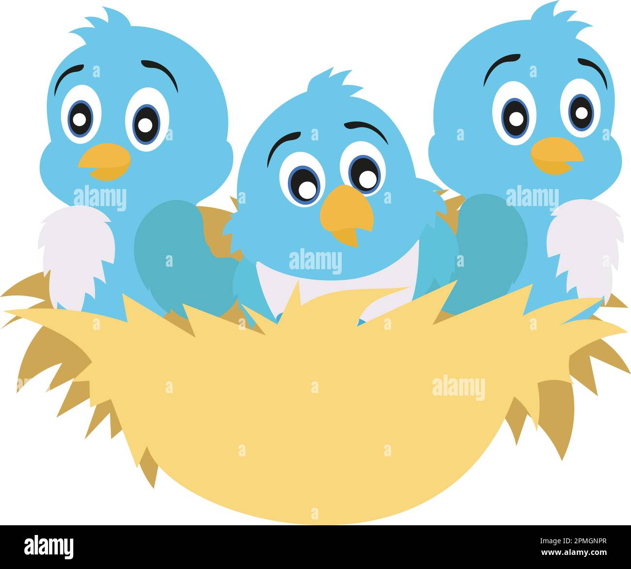 Nest with three pigeon chicks Stock Vector