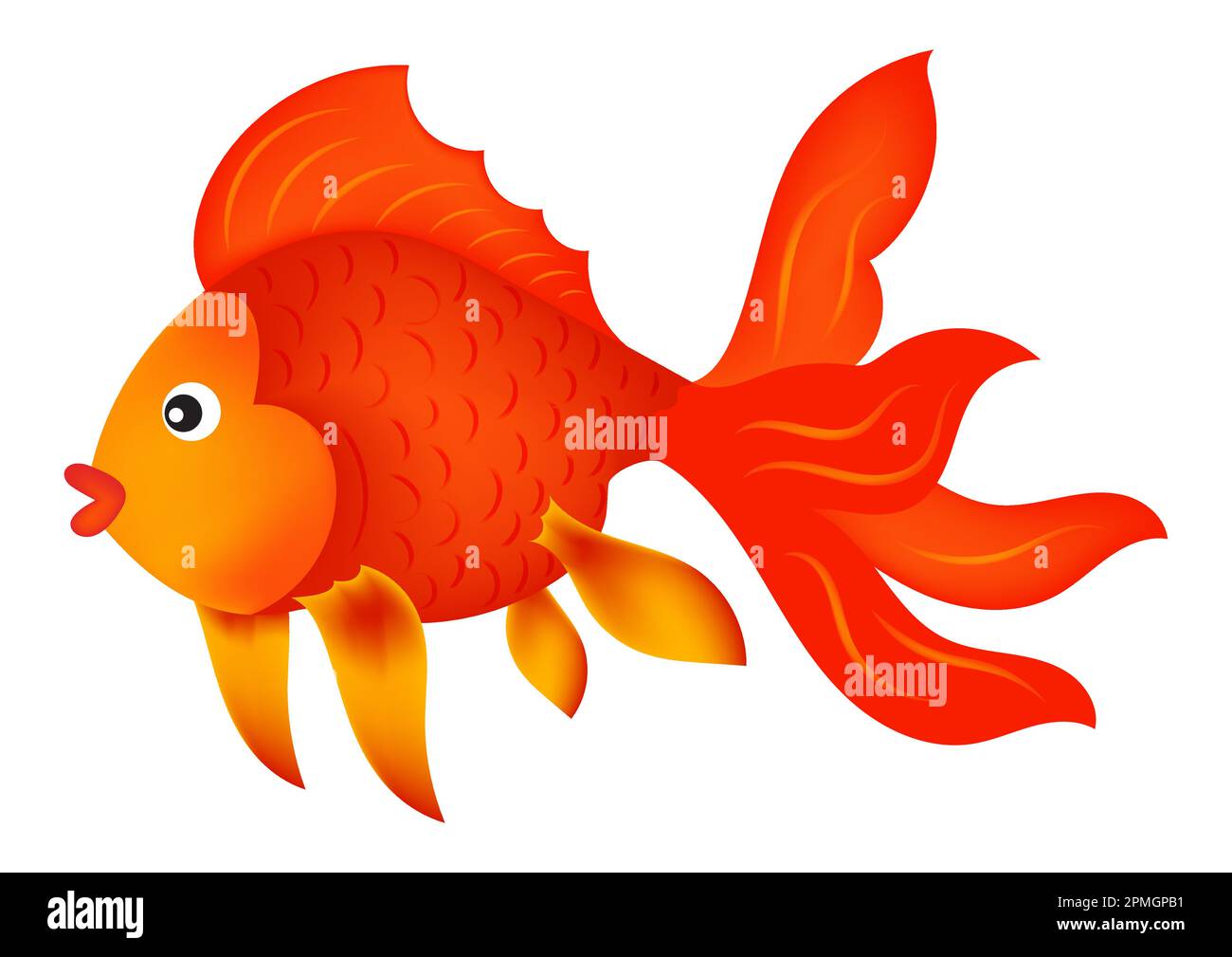 Vector Illustration of Red Fish isolated on white background. Cartoon