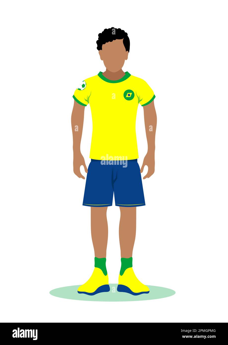 Vector illustration of Brazil soccer player isolated on white ...