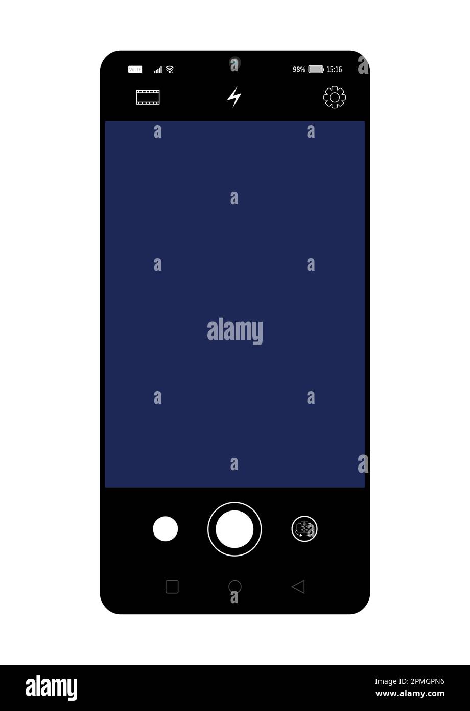 Vector Illustration of a Mobile Phone. Vector Smartphone. Camera mode Stock Vector