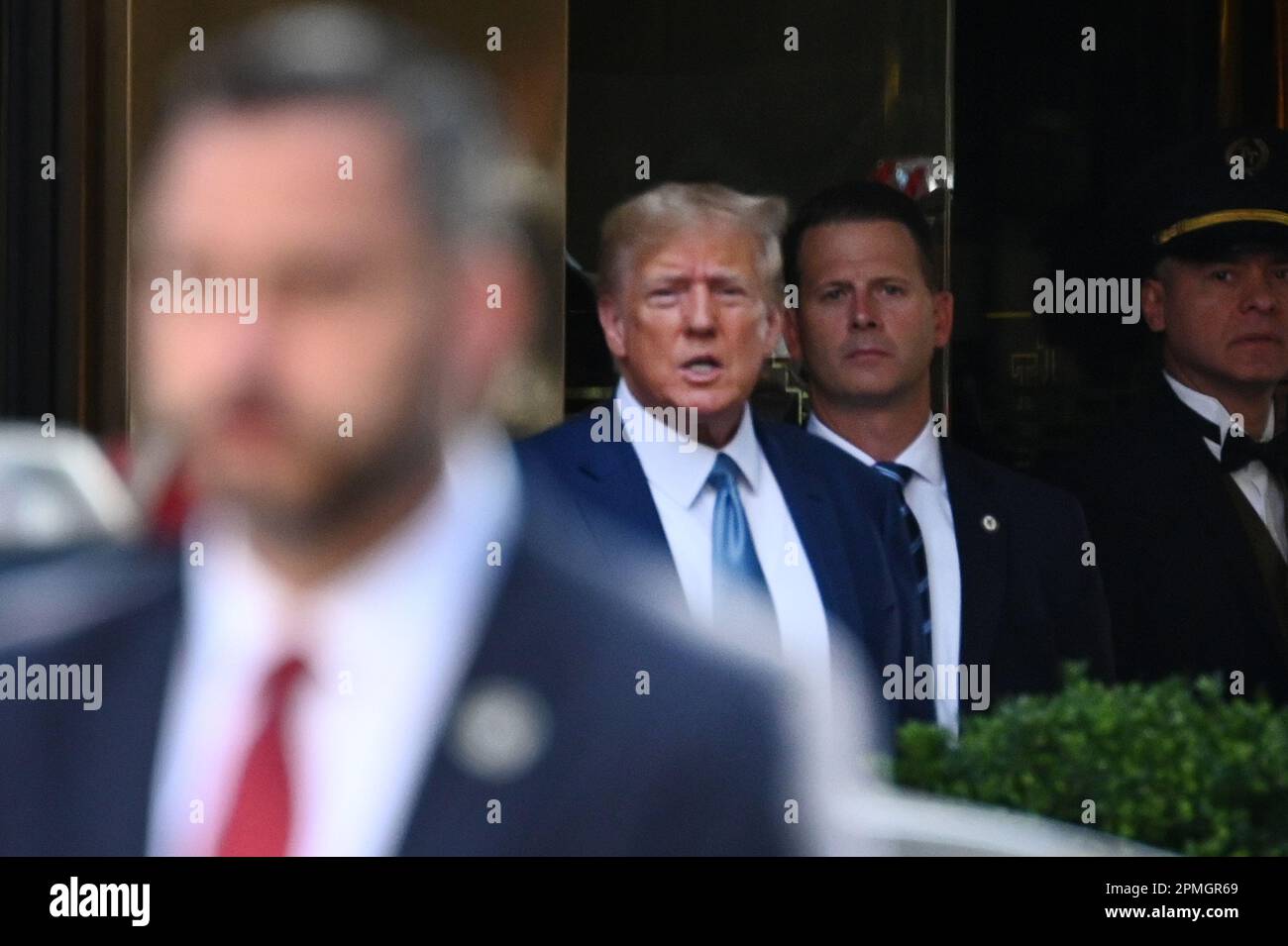 Former U.S. President Donald Trump seen leaving his residence for a