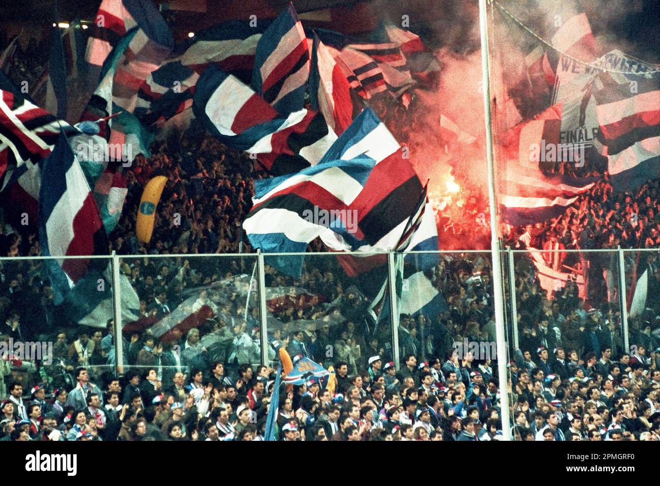 Drapeau / écharpe Sampdoria Anderlecht 1990 - Coupe Des Coupes - Vintage Calcio