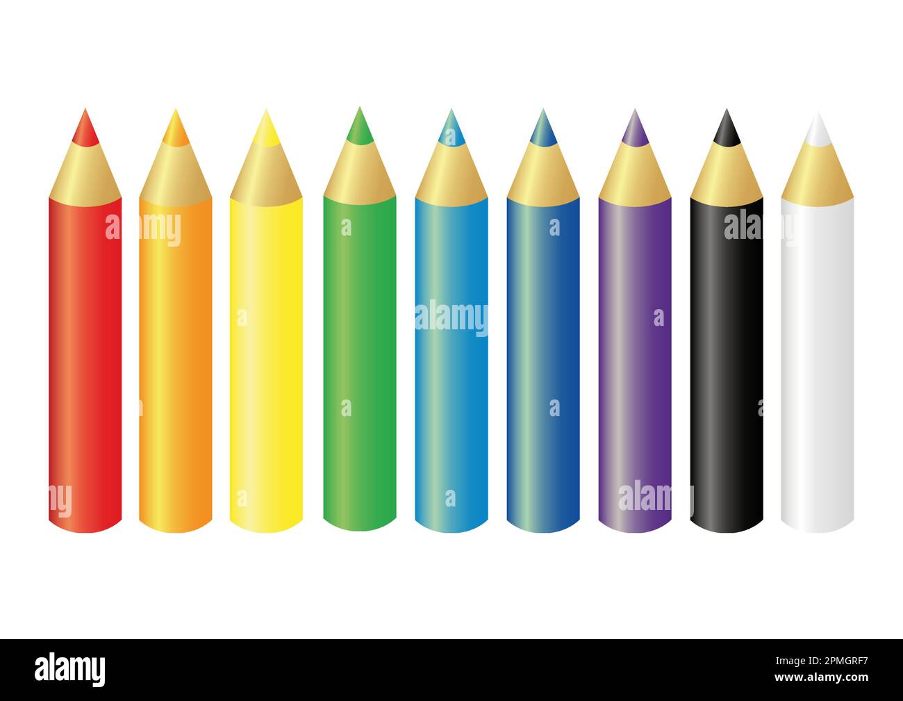 Subjects for drawing. Colored pencils, crayons, markers and paints on white  background Stock Photo - Alamy