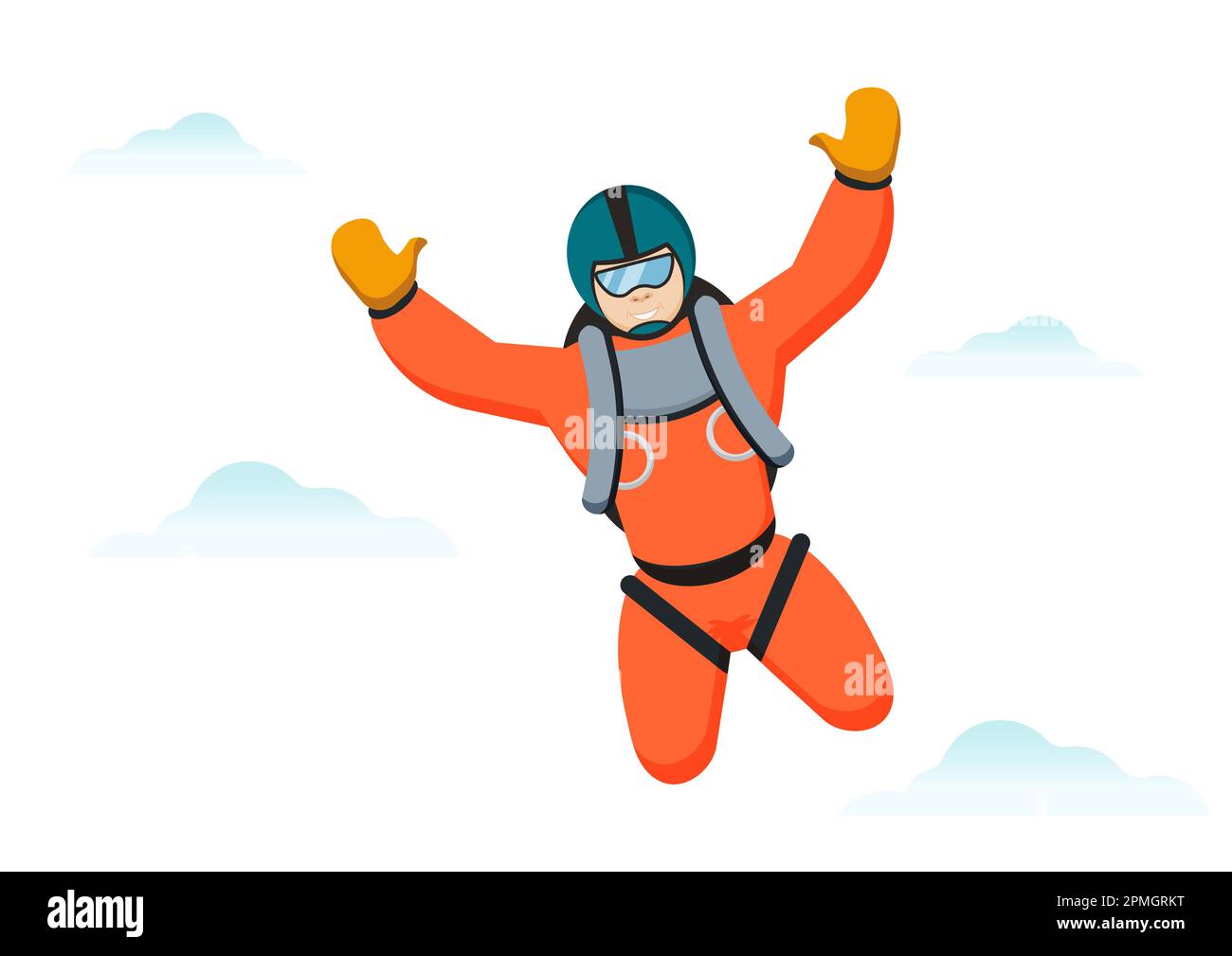 Skydiver clipart flat design on white background vector Stock Vector