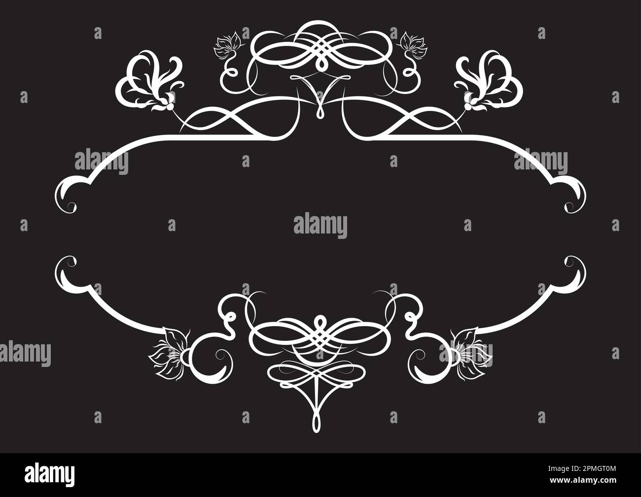 White Wedding Decorative Element isolated on black background Stock Vector