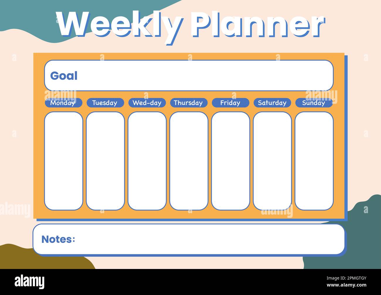 Weekly Planner Calendar Template Vector Stock Vector Image & Art - Alamy