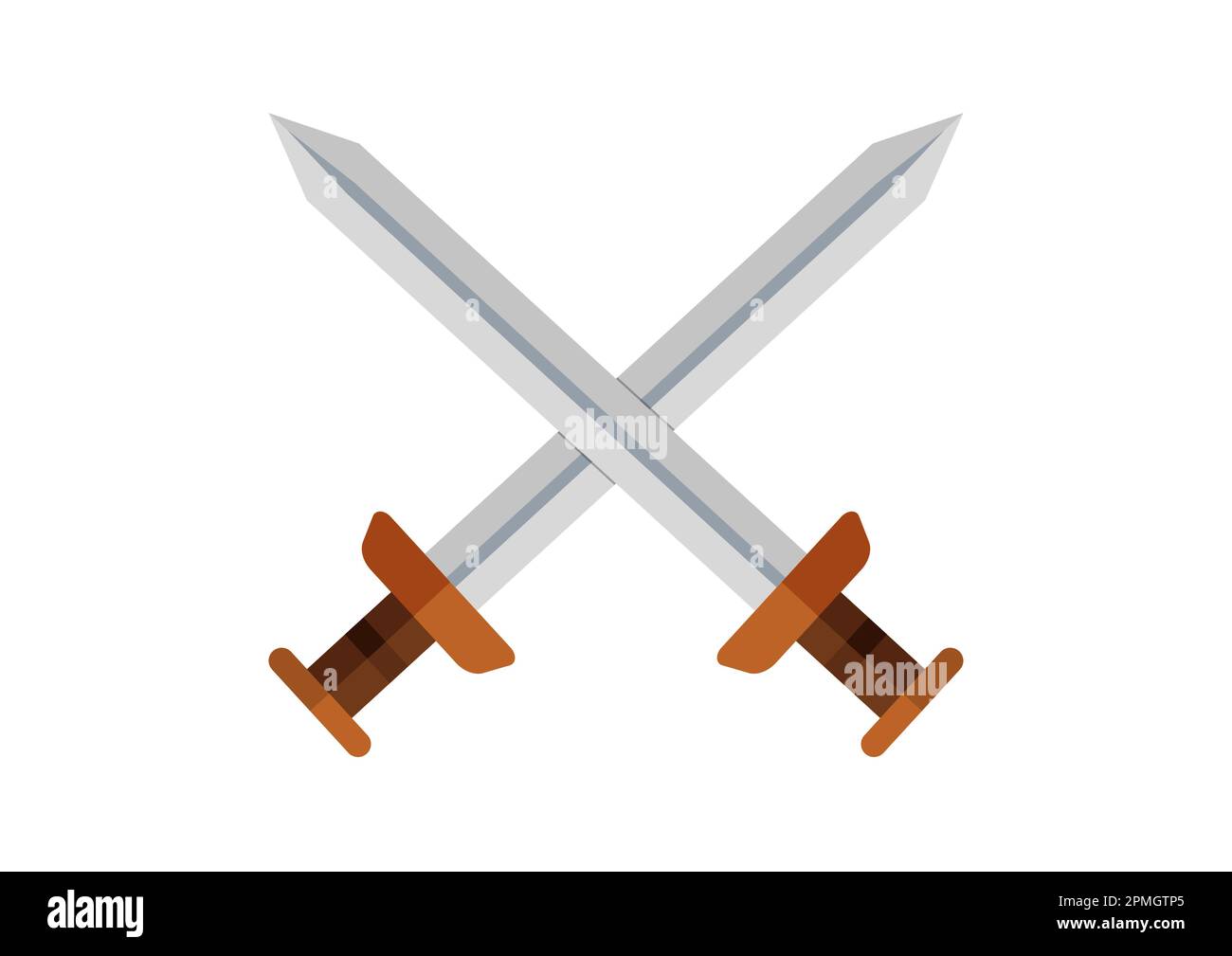 Two medieval swords isolated on white background. Vector illustration Stock Vector