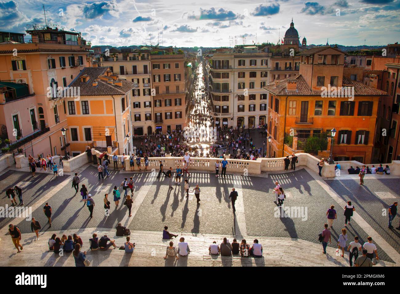 The landing in front of Trinita dei Monti and the Spanish steps to the city of Rome, Italy. Stock Photo
