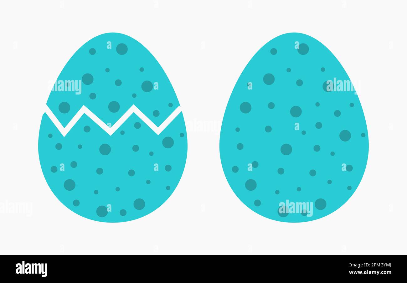 Blue Easter eggs icons. Cracked egg. Vector illustration Stock Vector