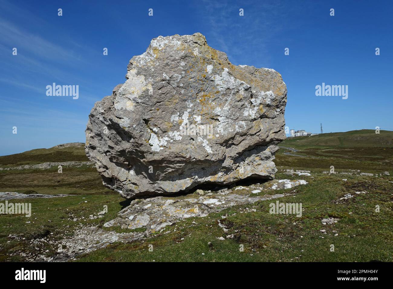 Glacial erratic on The Great Orme, a limestone hill at Llandudno,Wales, UK Stock Photo
