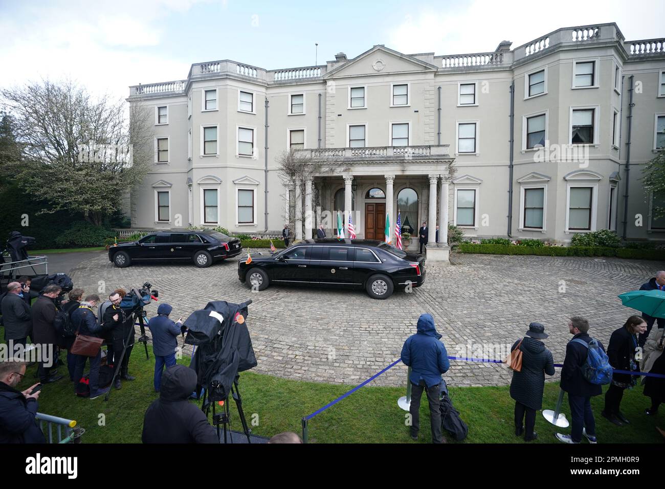 US President Joe Biden's motorcade outside Farmleigh House, Dublin, as Mr Biden meets Taoiseach Leo Varadkar on day three of his visit to the island of Ireland. Picture date: Thursday April 13, 2023. Stock Photo