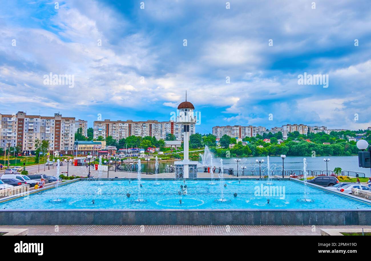 The pool with fountain called Pearl of love in Taras Shevchenko Park, Uman, Ukraine Stock Photo