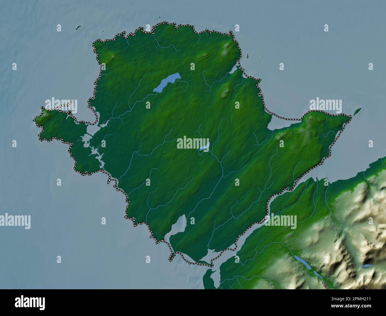 Isle Of Anglesey, region of Wales Great Britain. Colored elevation
