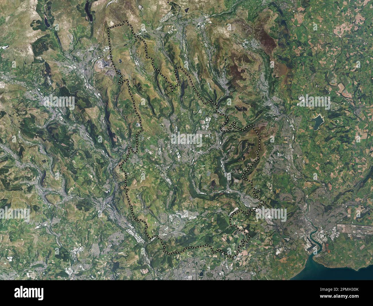 Caerphilly, region of Wales Great Britain. High resolution satellite