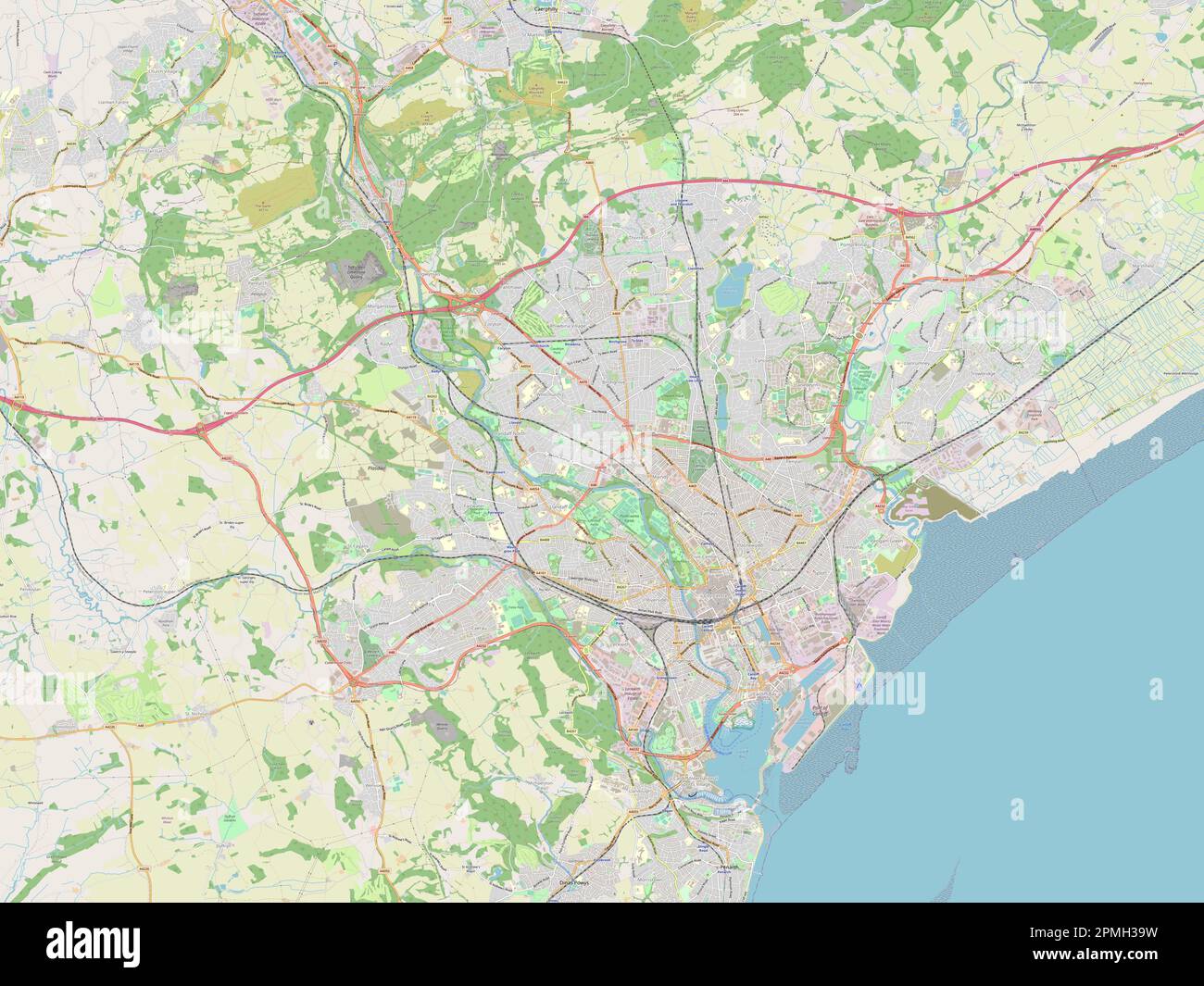Cardiff, region of Wales - Great Britain. Open Street Map Stock Photo