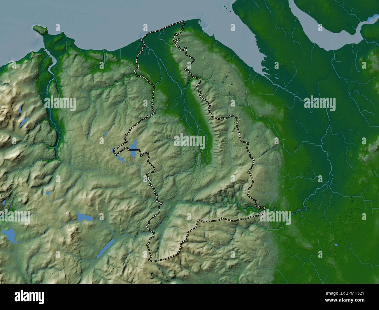 Wals Rivers Denbighshire, region of Wales - Great Britain. Colored elevation map ...