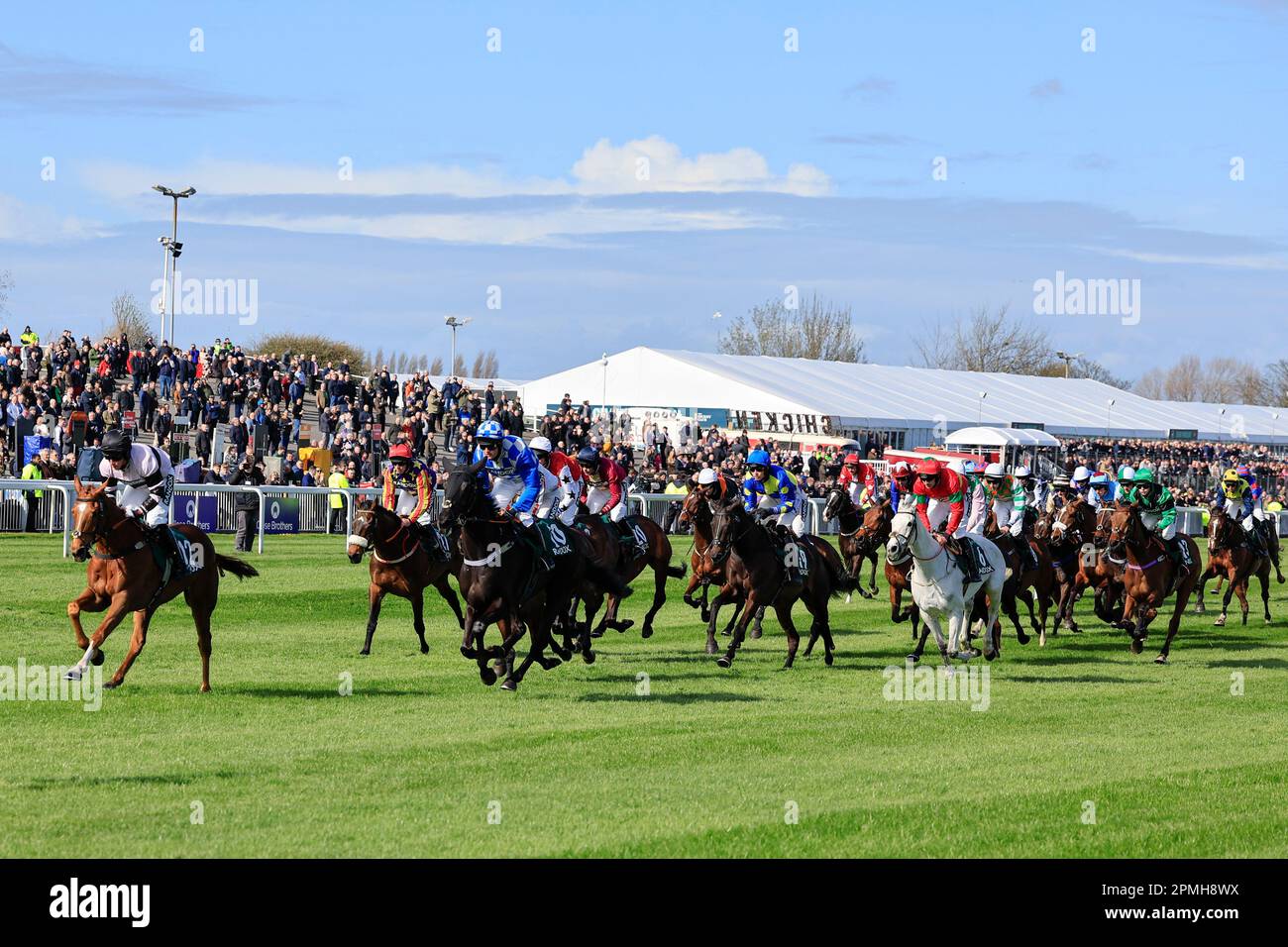 Fier Jaguen ridden by Bradley Gibbs leads as they approach the Water