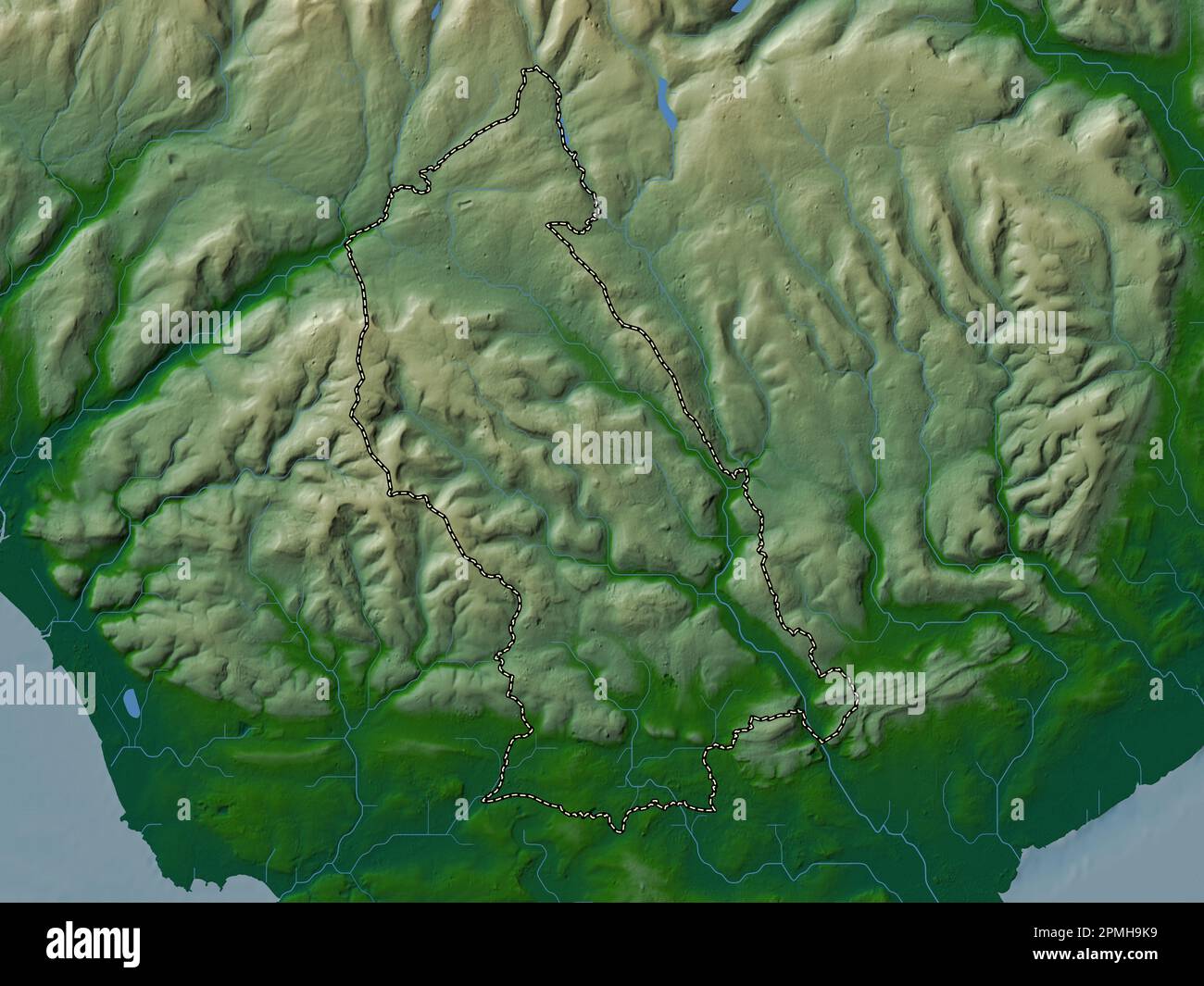 Rhondda Cynon Taf, region of Wales Great Britain. Colored elevation