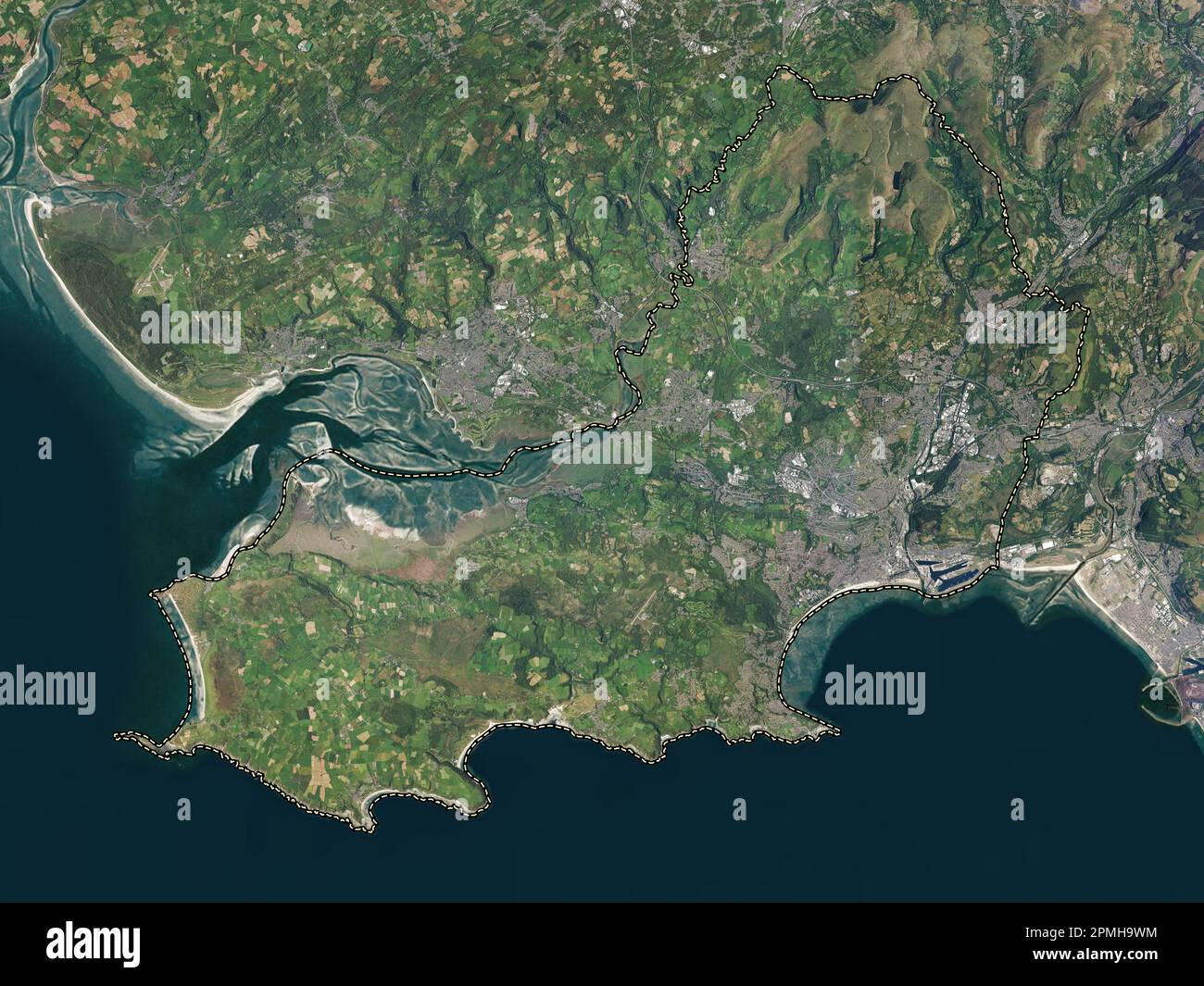 Swansea, region of Wales Great Britain. High resolution satellite map