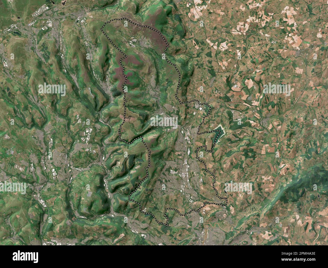 Torfaen, region of Wales - Great Britain. Low resolution satellite map Stock Photo