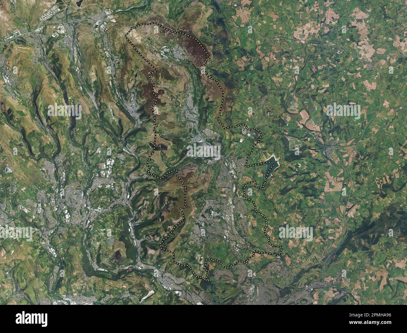 Torfaen, region of Wales - Great Britain. High resolution satellite map Stock Photo