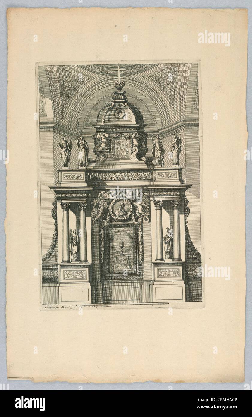 Print, Design for Tabernacle, from 'Tabernacles'; Print Maker: Jean Le Pautre (French, 1618–1682); etching on paper; 33.5 × 21.5 cm (13 3/16 × 8 7/16 in.) Stock Photo