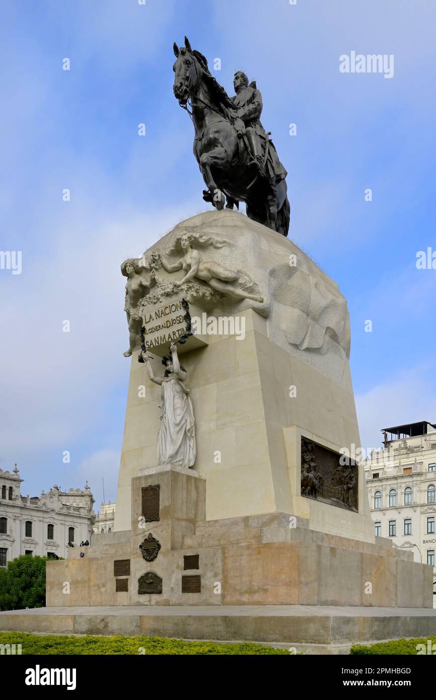 Monument to General Jose de San Martin, Plaza San Martin, Lima, Peru, South America Stock Photo