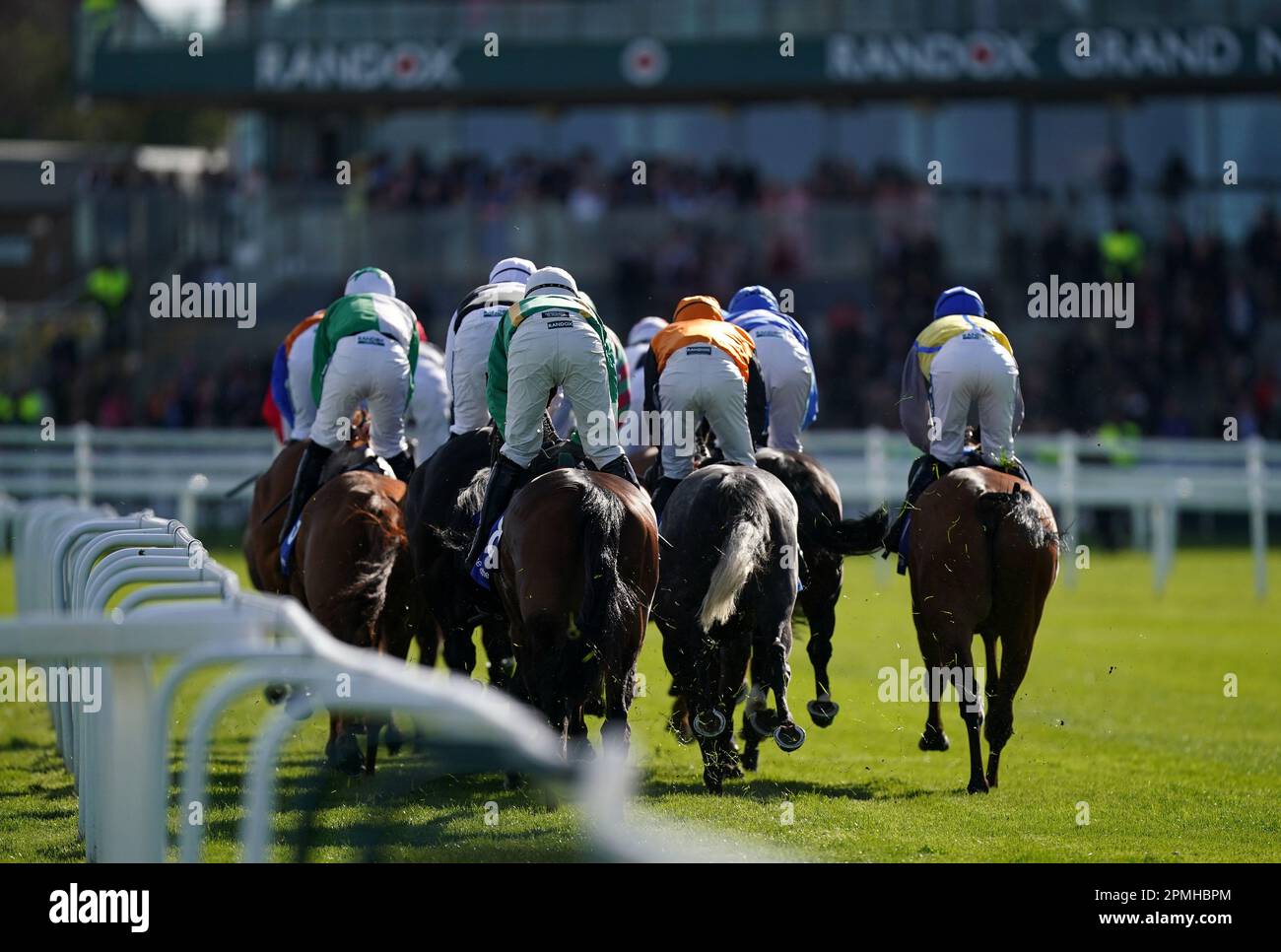 Runners and riders in action during the Close Brothers Red Rum Handicap Chase during day one of the Randox Grand National Festival at Aintree Racecourse, Liverpool. Picture date: Thursday April 13, 2023. Stock Photo