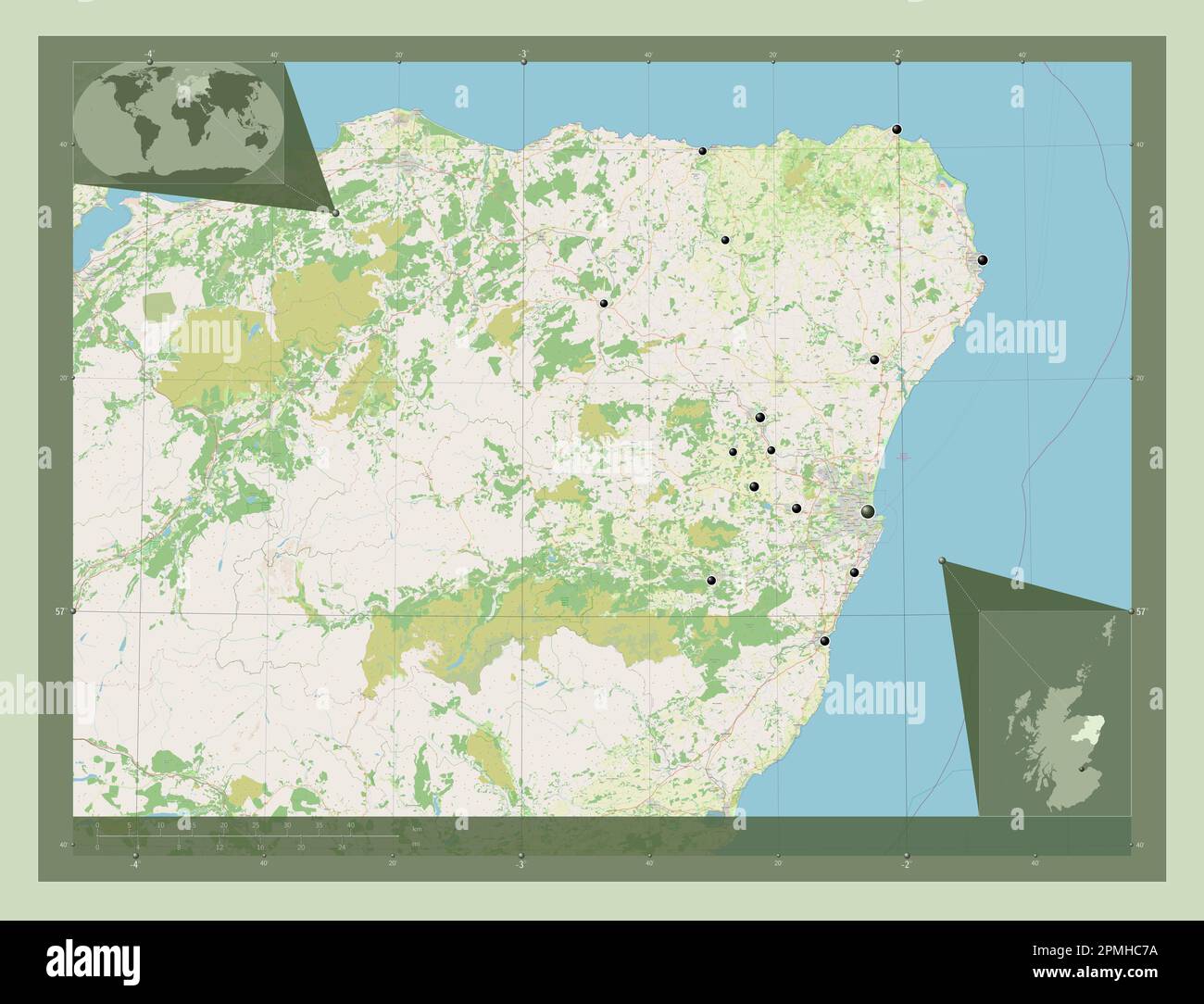 Aberdeenshire, region of Scotland - Great Britain. Open Street Map ...
