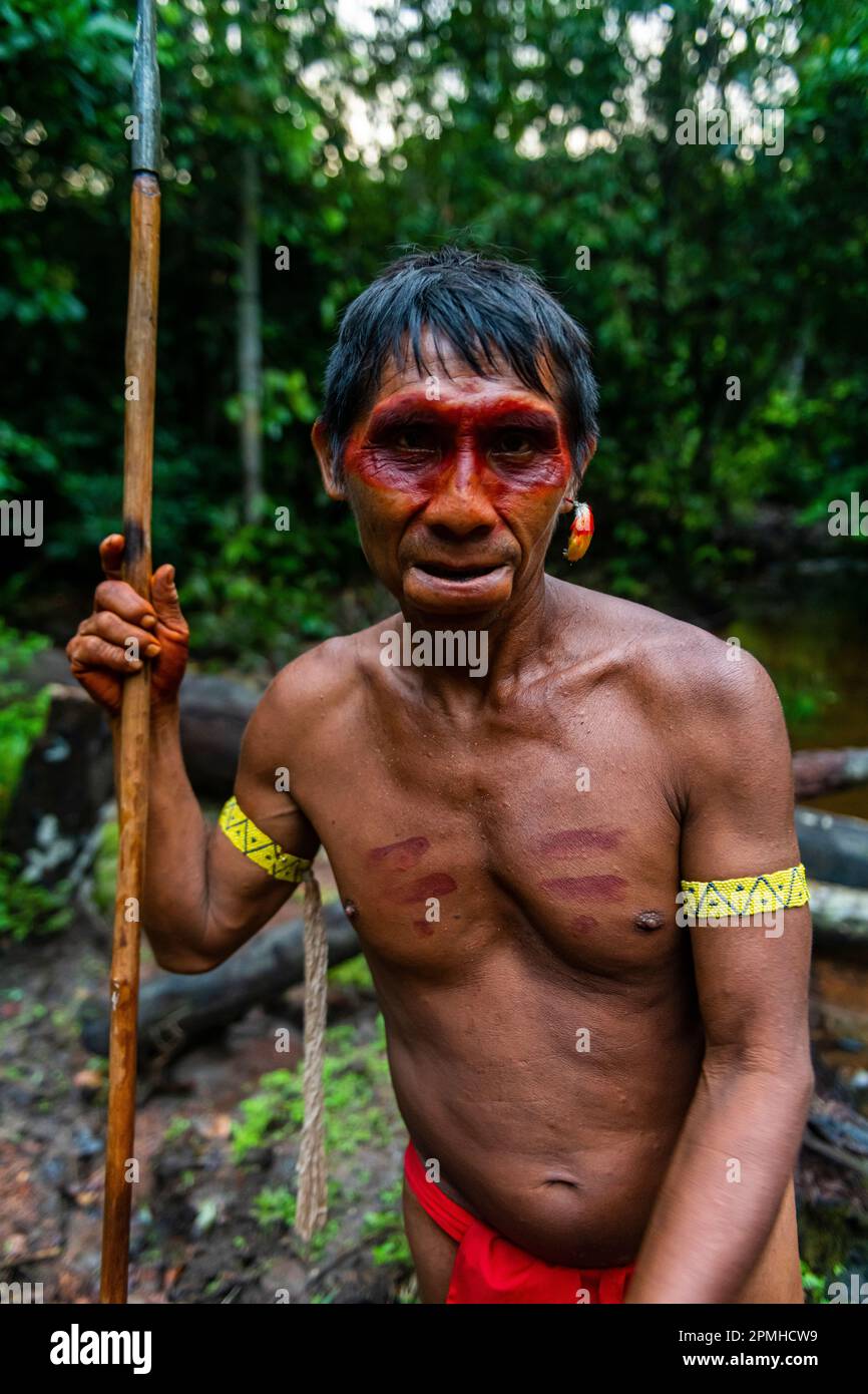 Yanomami man, Yanomami tribe, southern Venezuela, South America Stock Photo
