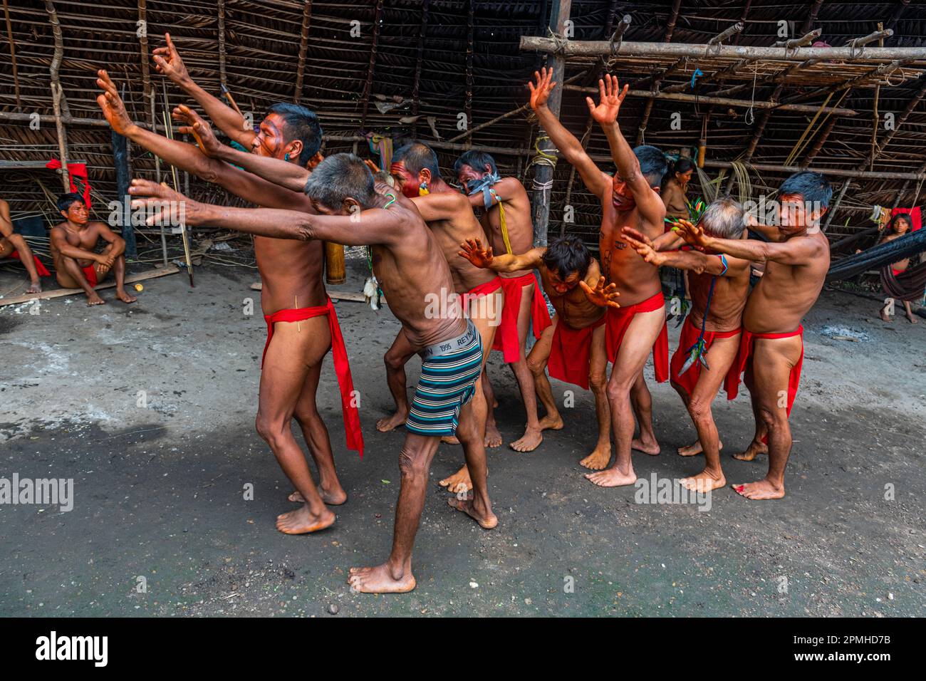 Shamans from the Yanomami tribe practising traditional healing methods, southern Venezuela, South America Stock Photo