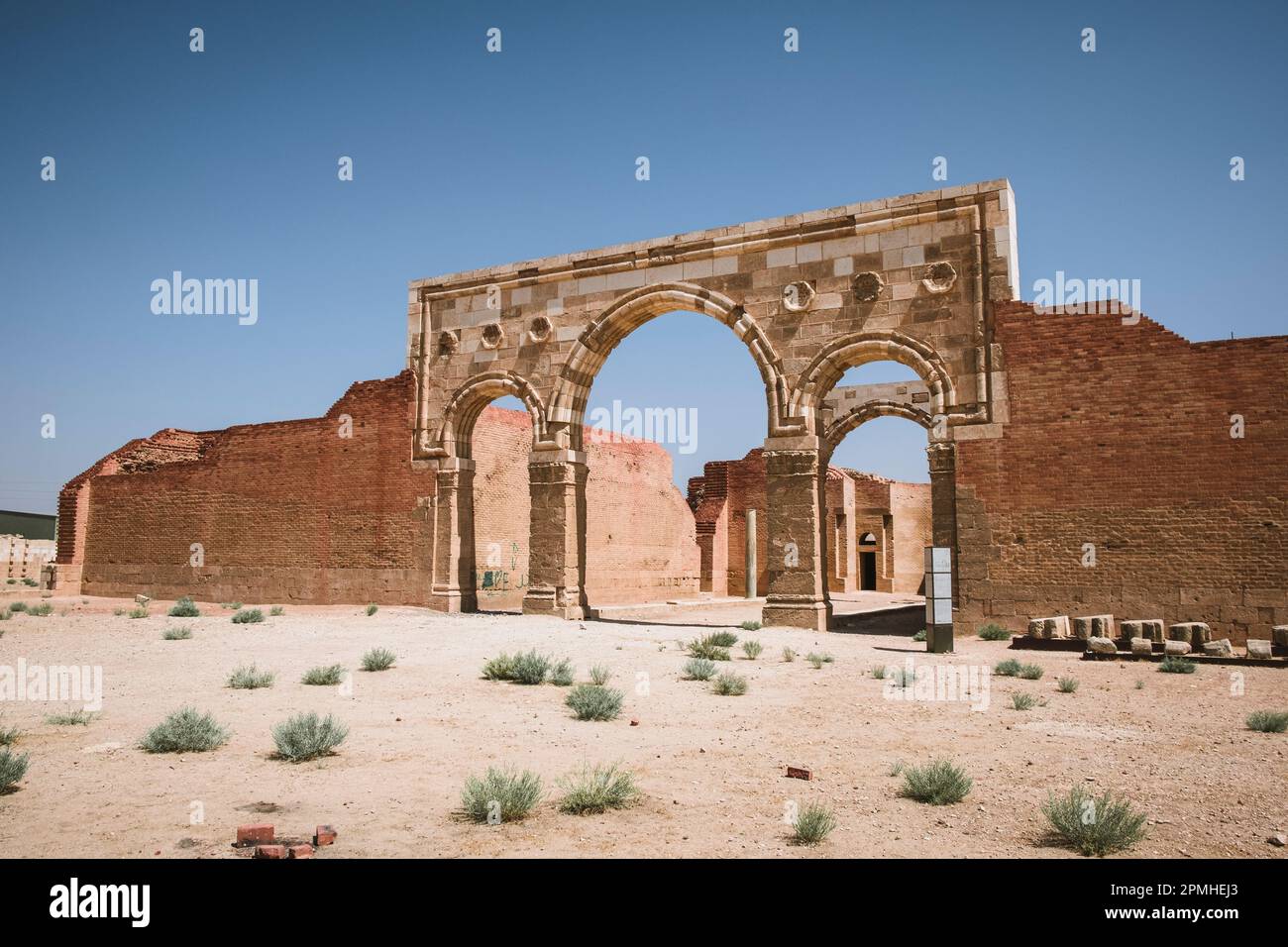 Qasr al-Mushatta desert castle facade with arches, Jordan, Middle East Stock Photo