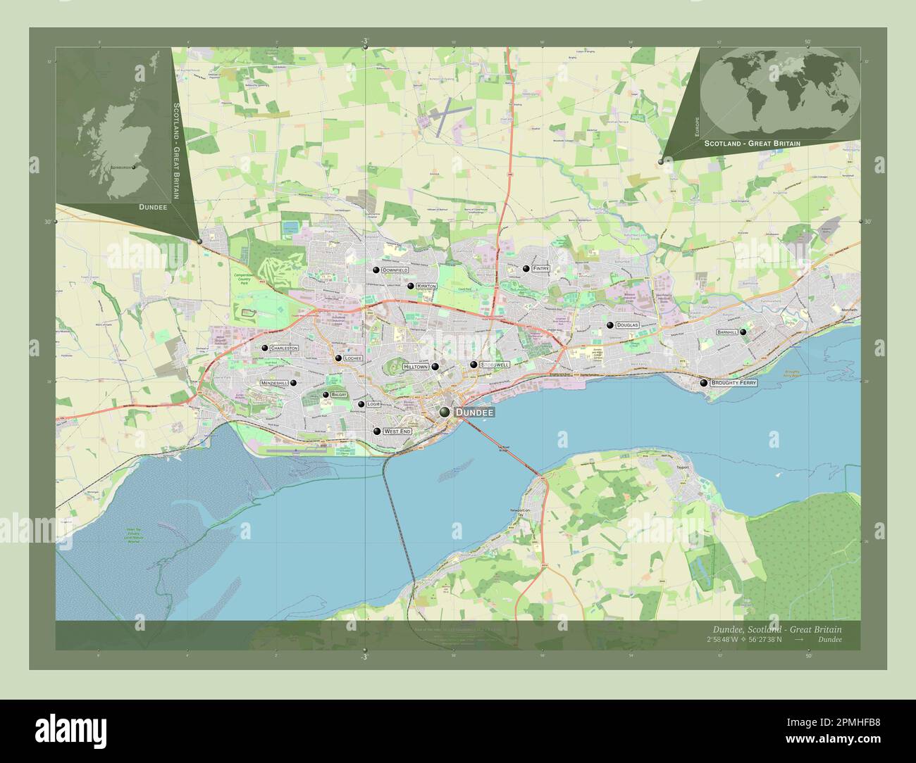 Dundee, region of Scotland Great Britain. Open Street Map. Locations