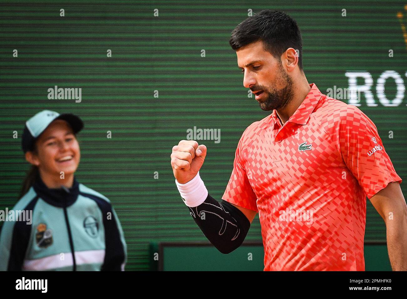 Novak DJOKOVIC of Serbia celebrates his point during the Rolex Monte-Carlo, ATP  Masters 1000 tennis event on April 13, 2023 at Monte-Carlo Country Club in  Roquebrune Cap Martin, France - Photo: Matthieu