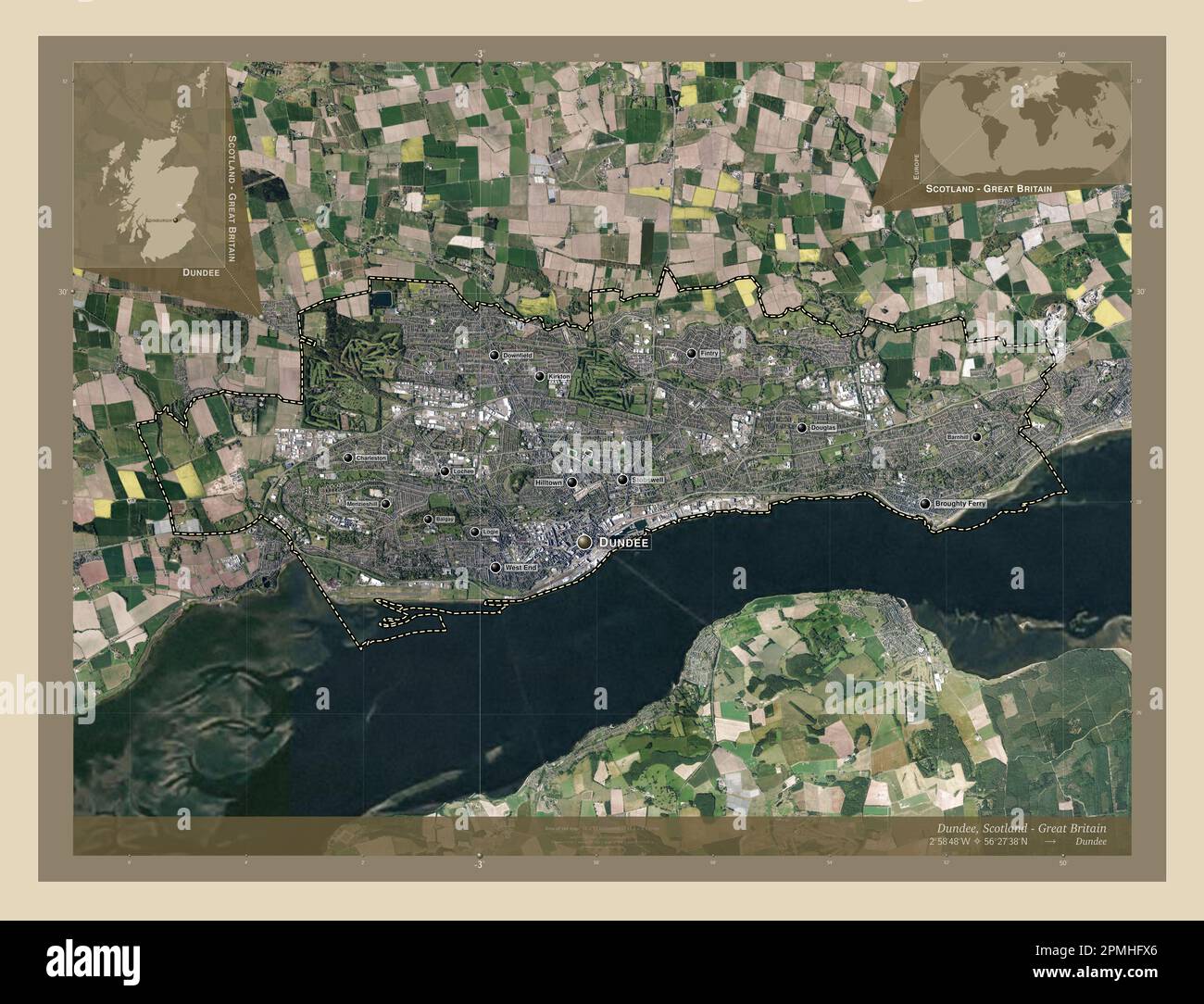 Dundee, region of Scotland Great Britain. High resolution satellite