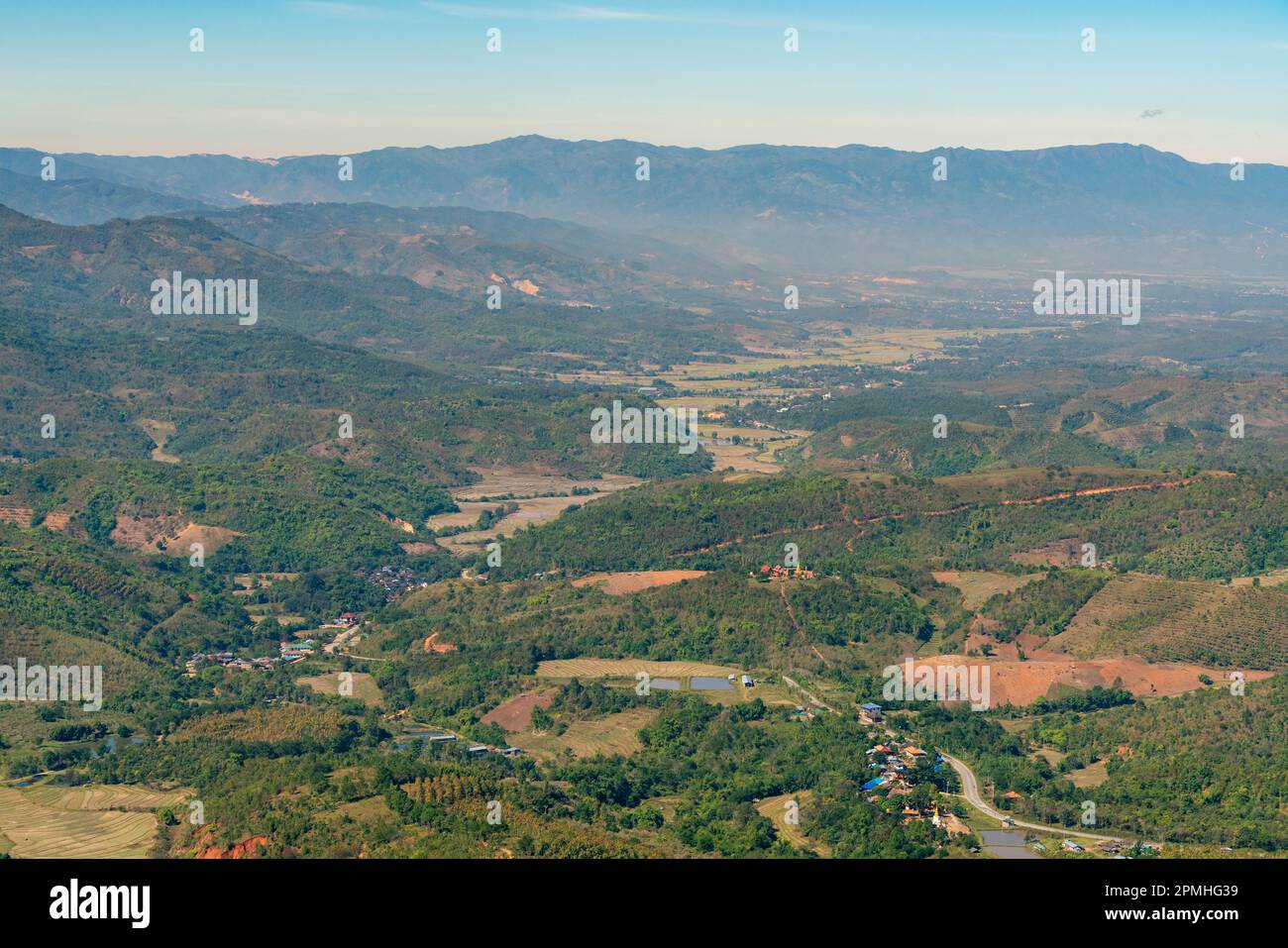 Scenic view of mountains near Kengtung, Shan State, Myanmar (Burma), Asia Stock Photo