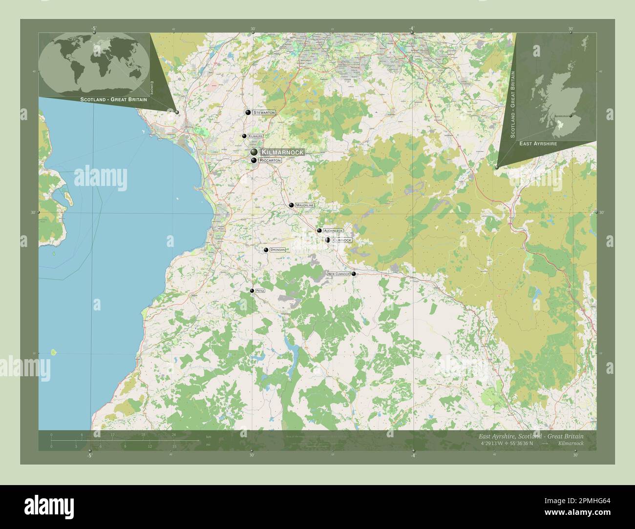 East Ayrshire, region of Scotland Great Britain. Open Street Map