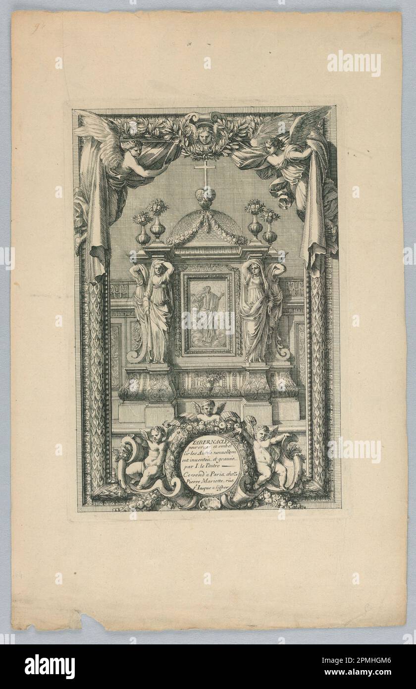 Print, Design for Tabernacle, from 'Tabernacles'; Print Maker: Jean Le Pautre (French, 1618–1682); etching on paper; 33.6 × 21.4 cm (13 1/4 × 8 7/16 in.) Stock Photo
