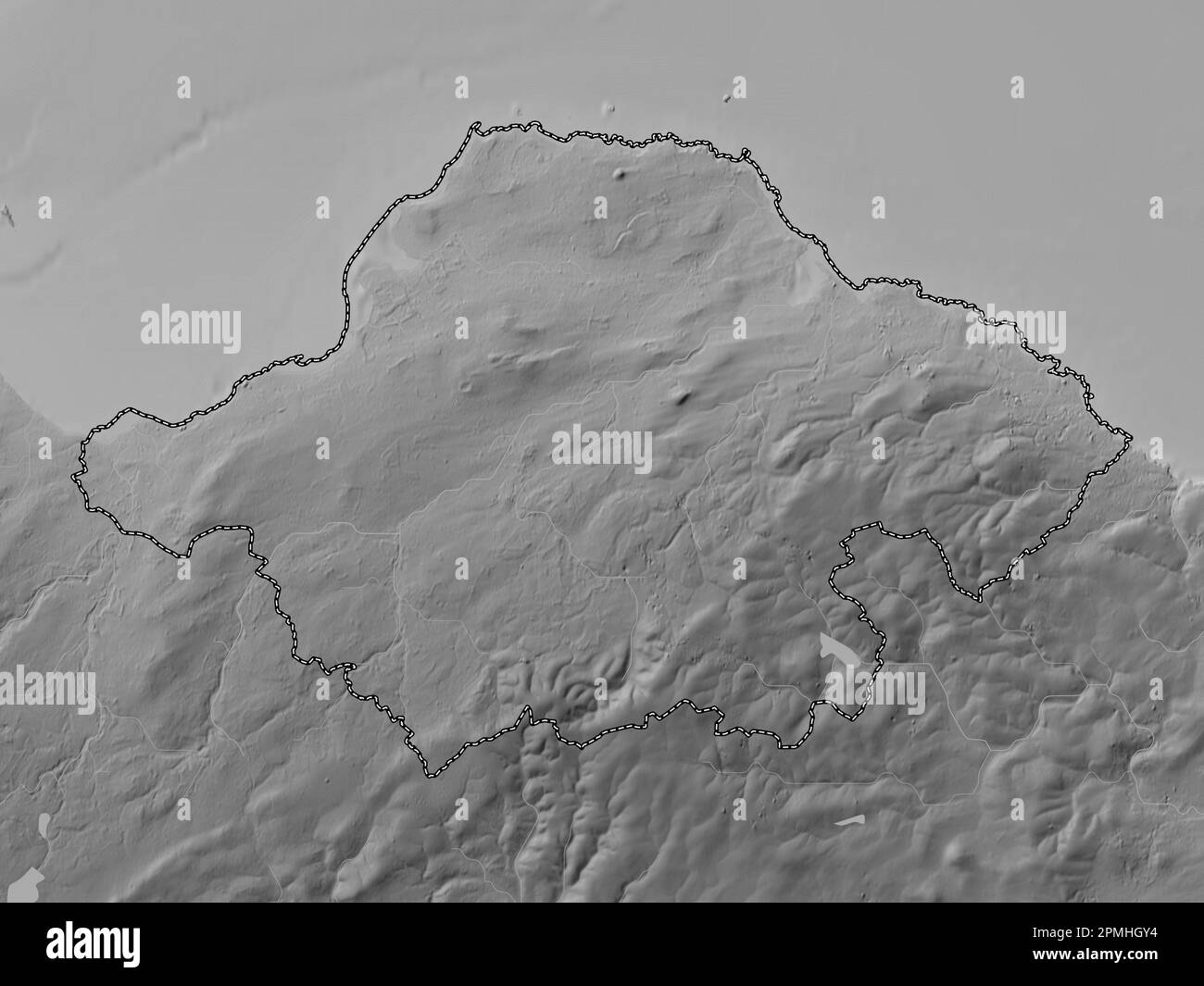 East Lothian, region of Scotland Great Britain. Grayscale elevation