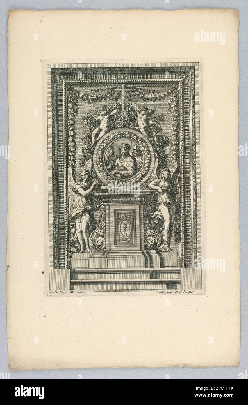 Print, Design for Tabernacle, from 'Tabernacles'; Print Maker: Jean Le Pautre (French, 1618–1682); etching on paper; 33.9 × 22.1 cm (13 3/8 × 8 11/16 in.) Stock Photo